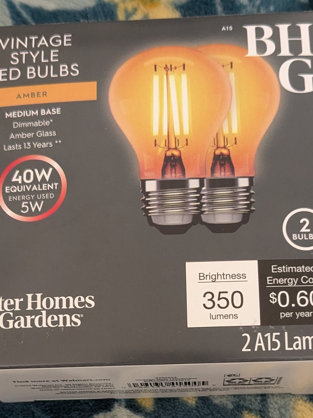 Better Homes And Gardens Amber Vintage Style LED Bulbs (2 Pack)